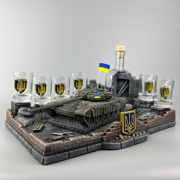 Патріотичний сувенір на військову тематику підставка "Танк Т-72Б", оригінальний подарунок офіцеру 11225-3 фото