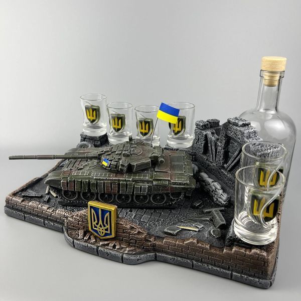 Патріотичний сувенір на військову тематику підставка "Танк Т-72Б", оригінальний подарунок офіцеру 11225-3 фото