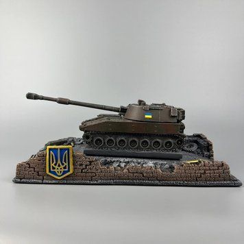 Оригінальний подарунок військовому "САУ М109", гіпсовий мінібар ручної роботи зі статуеткою, настільна підставка 11319 фото