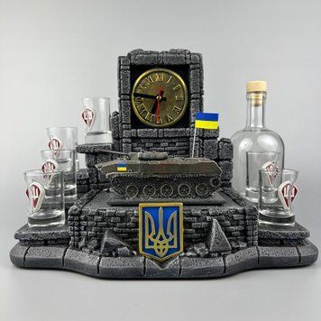 Гіпсовий мінібар ручної роботи з моделлю бойової машини БМД-1, подарунок на військову тематику 11384-2 фото