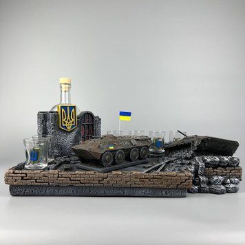 Патріотичний мінібар "Український бронетраспортер БТР-80", оригінальний армійський сувенір ручної роботи 11530-2 фото