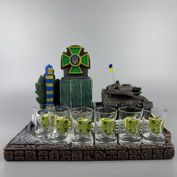 Колекційний військовий сувенір з моделлю танка Leopard 2A6, міні-бар у вигляді прикордонного стовчика ручної роботи 11638-2 фото